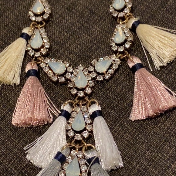 Gold Tone Multi Tassel Pendant Necklace 21" - Picture 2 of 4